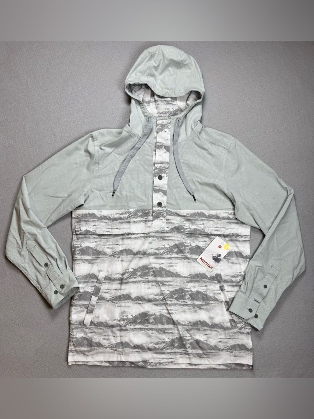 NWT Marmot Men’s Aerobise Anorak Pullover Lightweight Hoodie Jacket In Gray-M